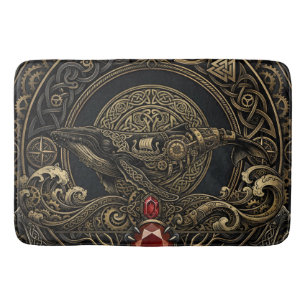 Steampunk Viking Whale – Guardian of the Northern  Bath Mat