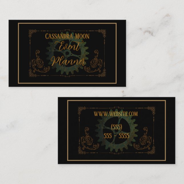 Steampunk Vintage Antique Business Card (Front/Back)