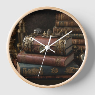 Steampunk Vintage Books Clock