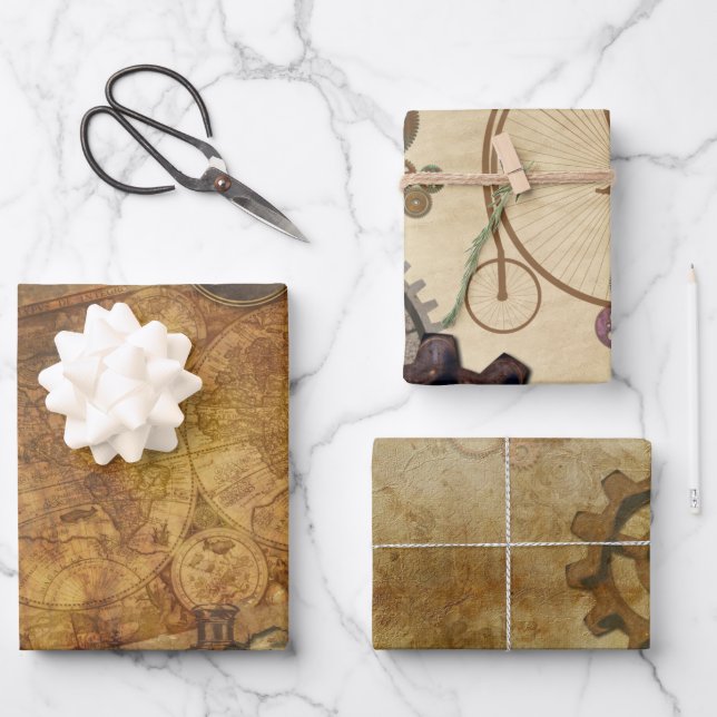 Steampunk Vintage Collection Wrapping Paper Sheet (Front)