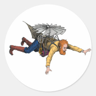 Steampunk Vintage Flying Machine Classic Round Sticker