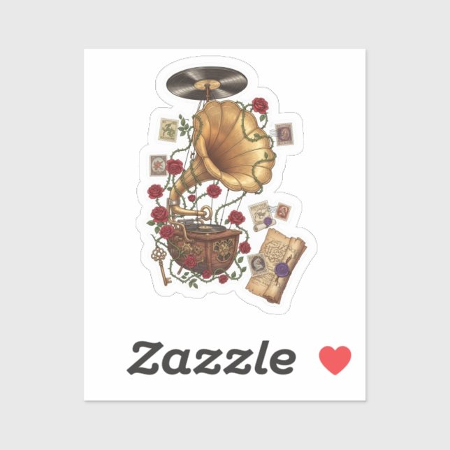 Steampunk Vintage Gramophone with Roses design (Sheet)