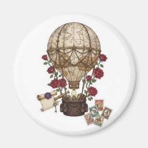 Steampunk Vintage Hot Air Balloon Adventure design Magnet