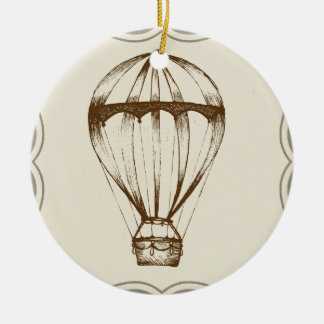 Steampunk Vintage Hot Air Balloon Ceramic Ornament