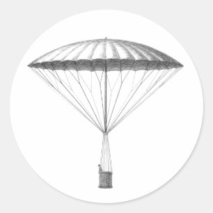 Steampunk Vintage Hot Air Balloon Drawing Classic Round Sticker
