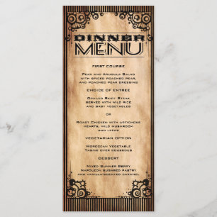 Steampunk Vintage Look Slim Dinner Menu