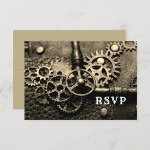 Steampunk Vintage Mechanical Gears RSVP Card