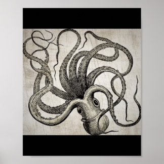 Steampunk Vintage Octopus Poster