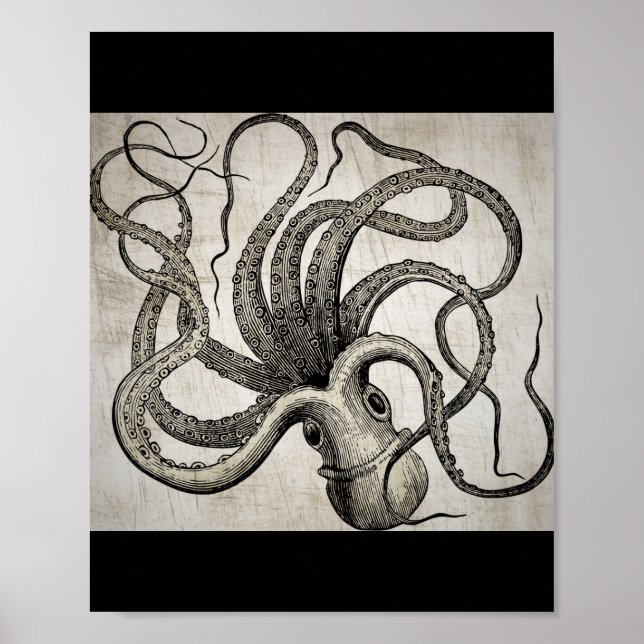 Steampunk Vintage Octopus Poster (Front)