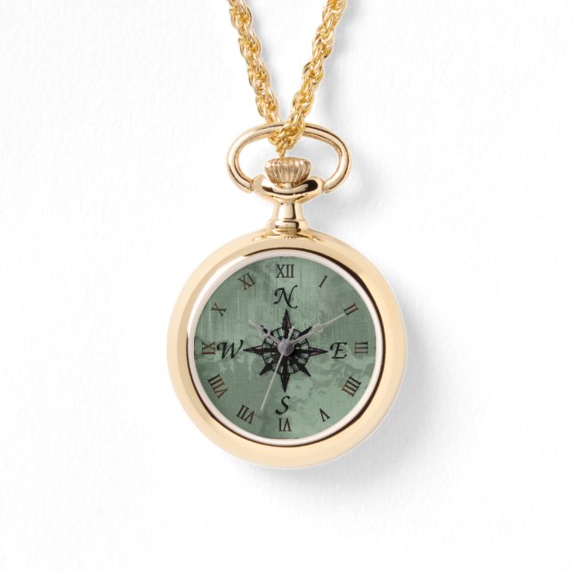 Steampunk Vintage Old Compass Rose Design Watch (Front)