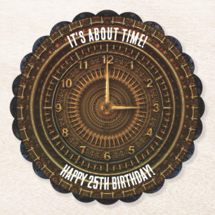 Steampunk Vintage Old-Fashioned Copper Clockwork Paper Coaster