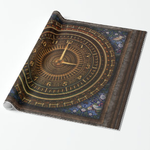 Steampunk Vintage Old-Fashioned Copper Clockwork Wrapping Paper
