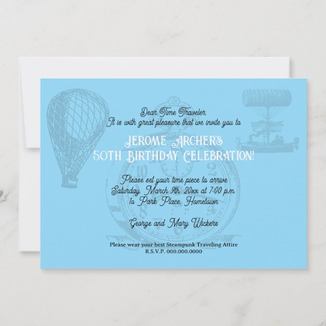 Steampunk Vintage Party Celebration Invitation (Back)