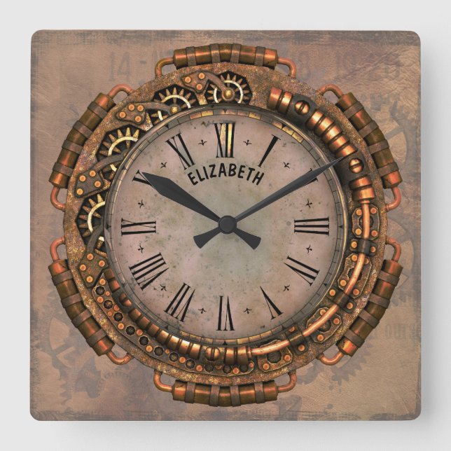 Steampunk Vintage Rusty Art Deco Clock (Front)