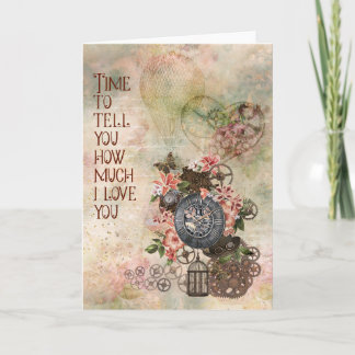 Steampunk Vintage Style Valentine Card - Blank