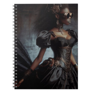 Steampunk Vintage Victorian Lady Black Raven Notebook