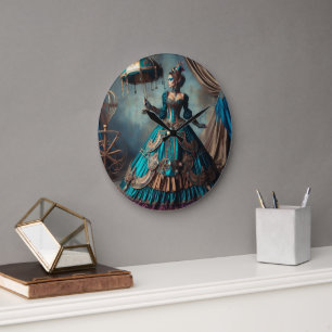 Steampunk Vintage Victorian Lady Circus Performer Large Clock