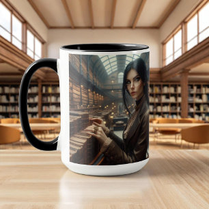 Steampunk Vintage Victorian Lady Librarian Mug