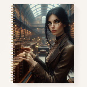 Steampunk Vintage Victorian Lady Librarian Notebook