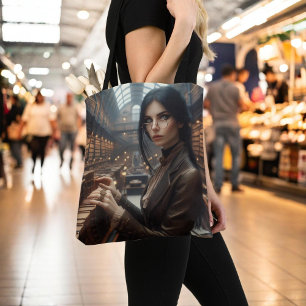 Steampunk Vintage Victorian Lady Librarian Tote Bag