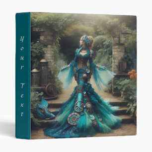 Steampunk Vintage Victorian Lady Teal Mermaid Binder