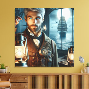 Steampunk Vintage Victorian Lighthouse Keeper Canvas Print