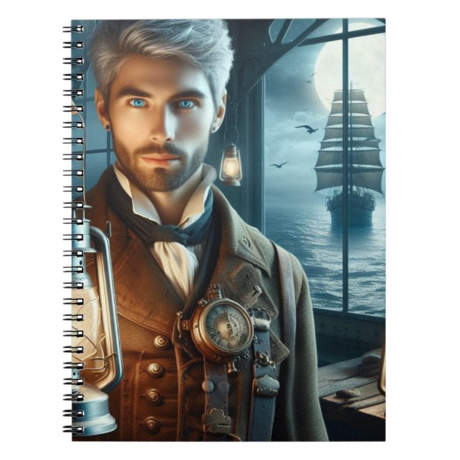 Steampunk Vintage Victorian Lighthouse Keeper Notebook (Front)