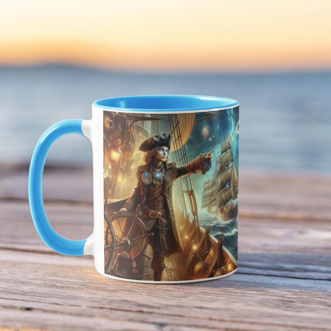 Steampunk Vintage Victorian Ocean Space Pirate Mug (Creator Uploaded)