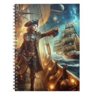 Steampunk Vintage Victorian Ocean Space Pirate Notebook