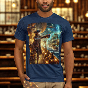 Steampunk Vintage Victorian Ocean Space Pirate T-Shirt