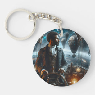 Steampunk Vintage Victorian Space Air Captain Keychain