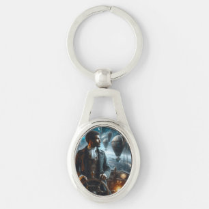 Steampunk Vintage Victorian Space Air Captain Keychain