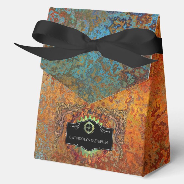 Steampunk Vintage Wedding Personalized Favor Box (Front)