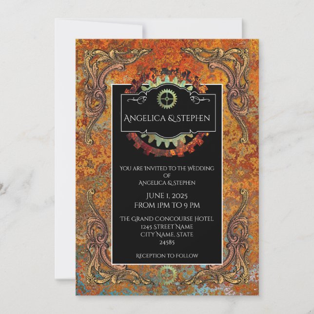 Steampunk Vintage Wedding Personalized  Invitation (Front)