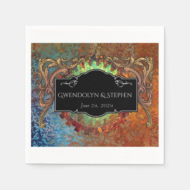 Steampunk Vintage Wedding Personalized  Napkin (Front)