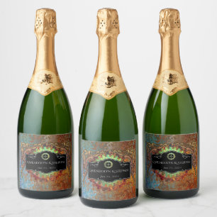 Steampunk Vintage Wedding Personalized Sparkling Wine Label
