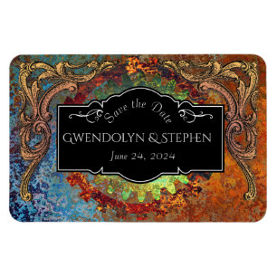 Steampunk Vintage Wedding "Save The Date" Magnet