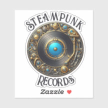 Steampunk Vinyl Records Retro Style Die-cut 