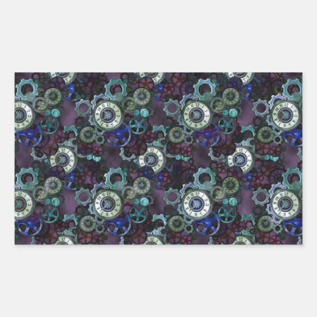 steampunk watch parts - purple print by LeahG Sticker (Front)