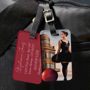 Steampunk Watercolor Ballerina Backpack Luggage Tag