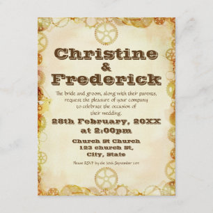 Steampunk Wedding,  4.25"x5.5" invitation