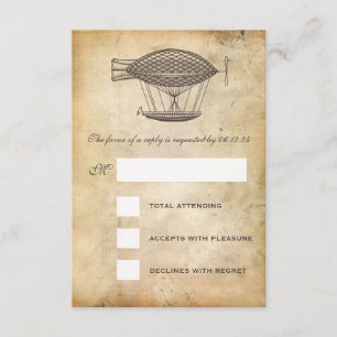 Steampunk Wedding RSVP Victorian Airship Card