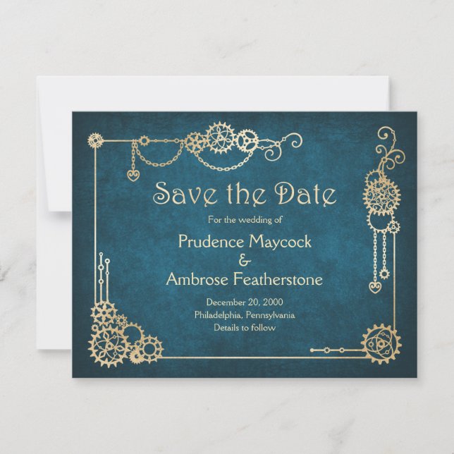 Steampunk Wedding Save The Date (Front)