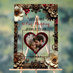 Steampunk Welcome to our Wedding Personalized Acrylic Sign
