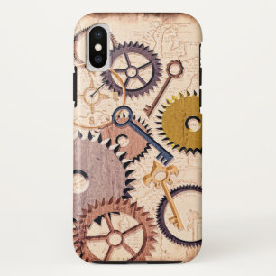 Steampunk Wheels, Gears, Keys, Old Map Oil Paint iPhone XS Case