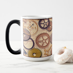 Steampunk Wheels, Gears, Keys, Old Map Oil Paint Magic Mug