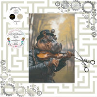 Steampunk Whimsical Hippo Playing Violin 