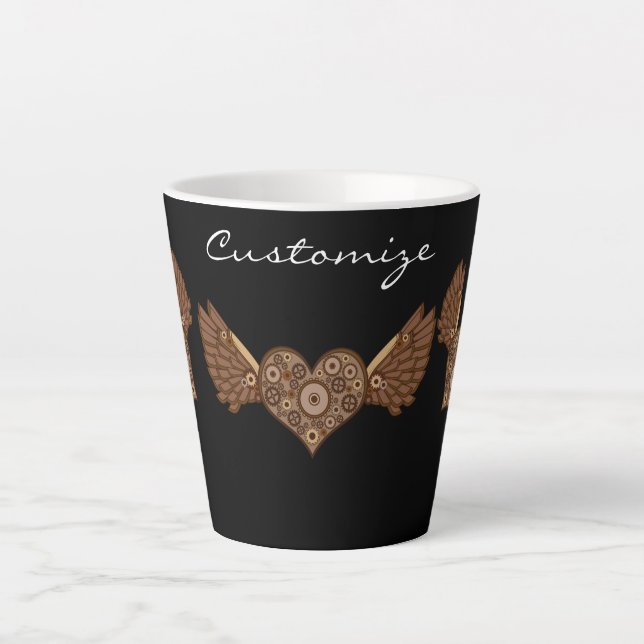 Steampunk Winged Heart with Gears Thunder_Cove Latte Mug (Front)