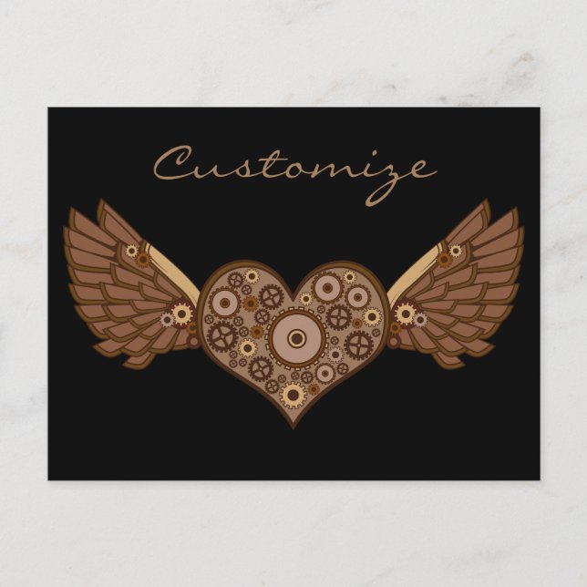Steampunk Winged Heart with Gears Thunder_Cove Postcard (Front)