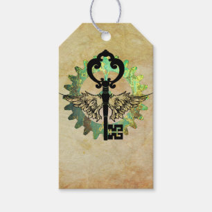 Steampunk Winged Key & Cog Wheel Design Gift Tags